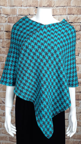 Turquoise And Navy Blue Poncho