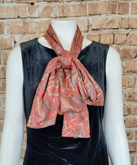 A Paisley Print Red Scarf